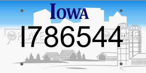 I786544 Iowa License Plate
