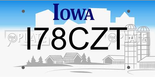 I78CZT Iowa License Plate
