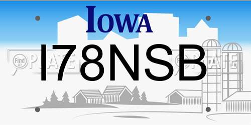 I78NSB Iowa License Plate