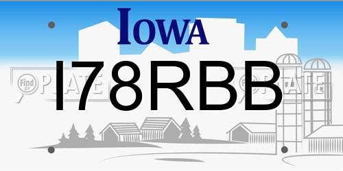 I78RBB Iowa License Plate