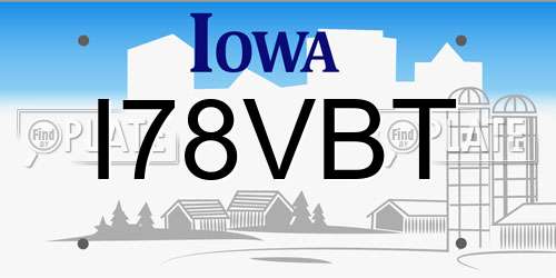 I78VBT Iowa License Plate