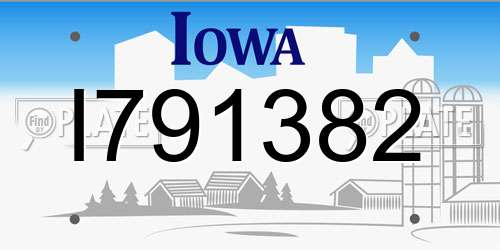 I791382 Iowa License Plate