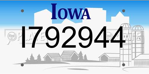 I792944 Iowa License Plate