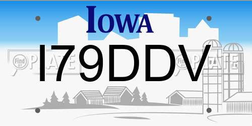 I79DDV Iowa License Plate