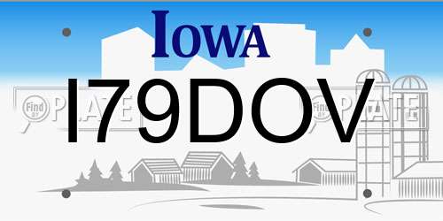 I79DOV Iowa License Plate