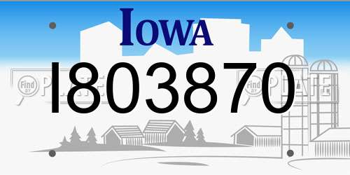 I803870 Iowa License Plate