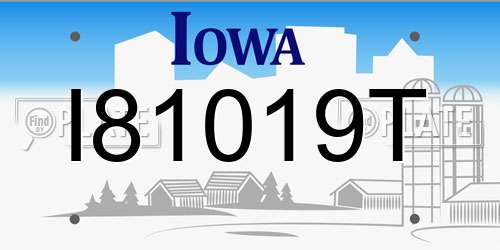 I81019T Iowa License Plate