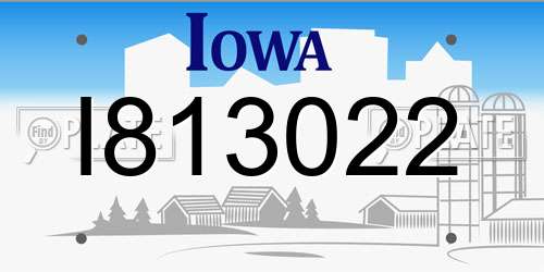 I813022 Iowa License Plate