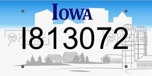 I813072 Iowa License Plate