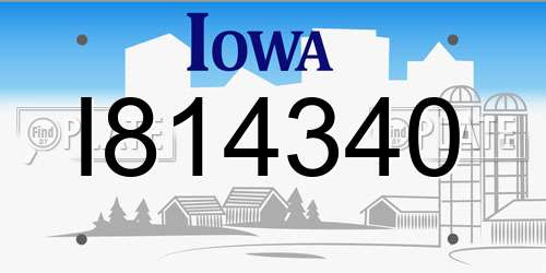 I814340 Iowa License Plate