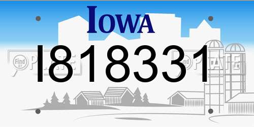 I818331 Iowa License Plate