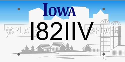 I82IIV Iowa License Plate