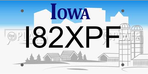 I82XPF Iowa License Plate