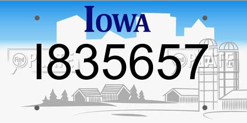 I835657 Iowa License Plate