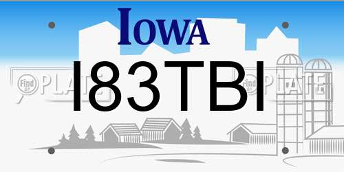I83TBI Iowa License Plate