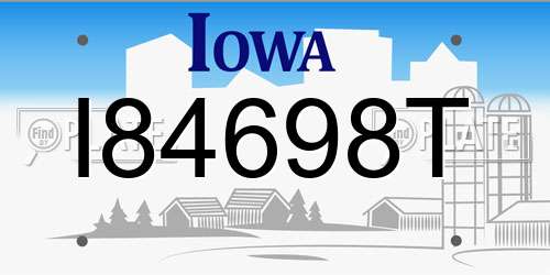 I84698T Iowa License Plate