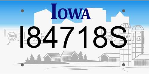 I84718S Iowa License Plate