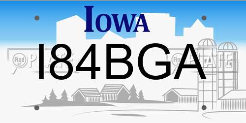 I84BGA Iowa License Plate