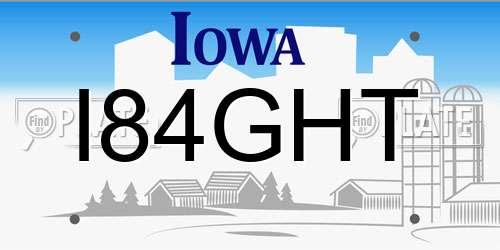 I84GHT Iowa License Plate