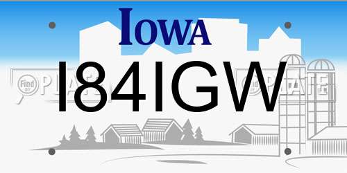 I84IGW Iowa License Plate