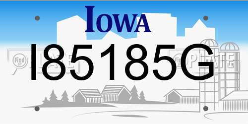 I85185G Iowa License Plate