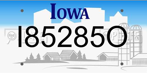 I85285O Iowa License Plate