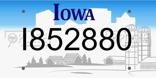 I852880 Iowa License Plate