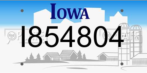 I854804 Iowa License Plate