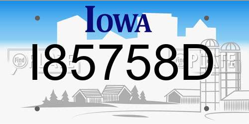 I85758D Iowa License Plate