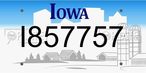 I857757 Iowa License Plate