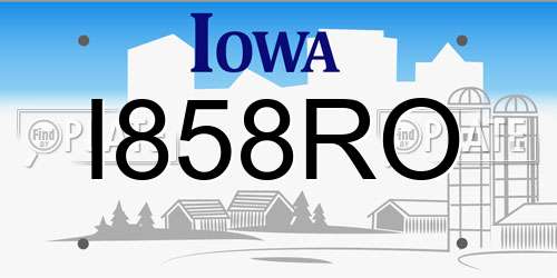 I858RO Iowa License Plate