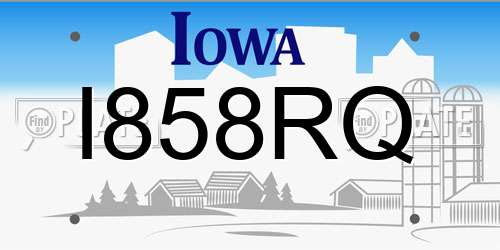 I858RQ Iowa License Plate