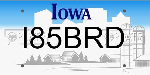 I85BRD Iowa License Plate
