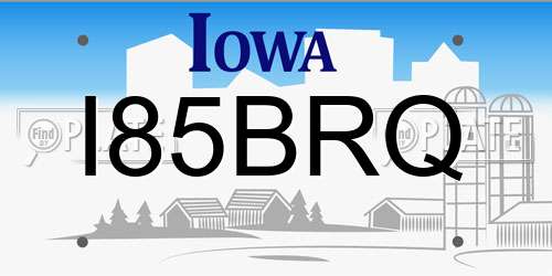 I85BRQ Iowa License Plate