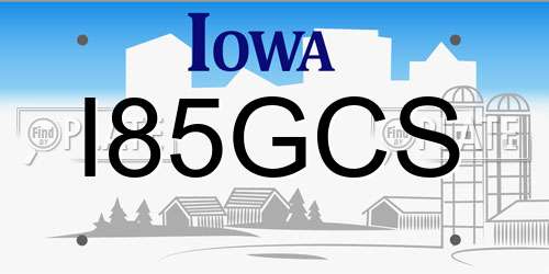 I85GCS Iowa License Plate
