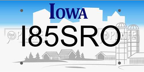 I85SRO Iowa License Plate