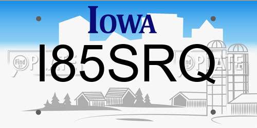I85SRQ Iowa License Plate