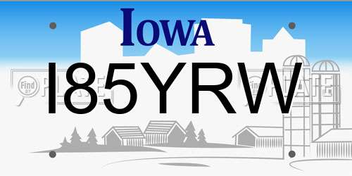 I85YRW Iowa License Plate