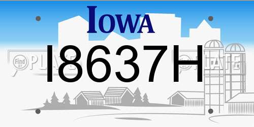 I8637H Iowa License Plate