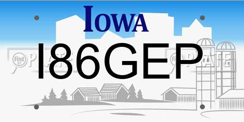I86GEP Iowa License Plate