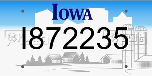 I872235 Iowa License Plate