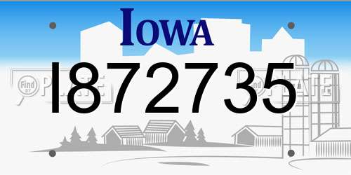 I872735 Iowa License Plate