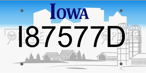 I87577D Iowa License Plate