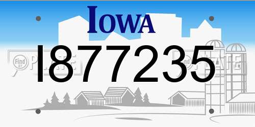 I877235 Iowa License Plate