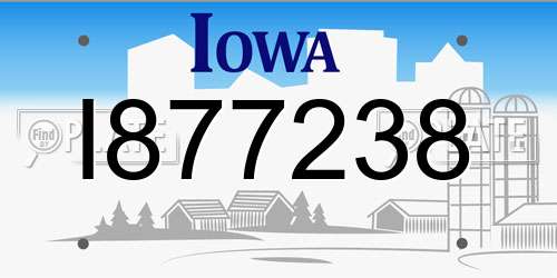 I877238 Iowa License Plate