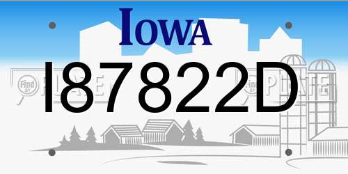 I87822D Iowa License Plate