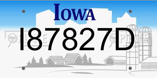 I87827D Iowa License Plate