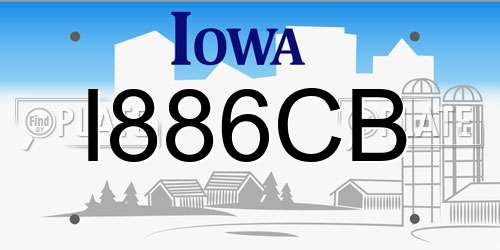 I886CB Iowa License Plate