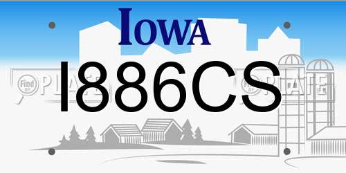 I886CS Iowa License Plate