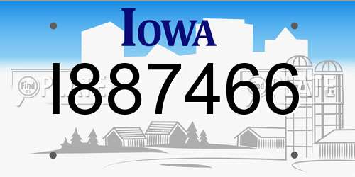 I887466 Iowa License Plate